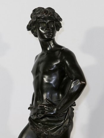 Important Bronze " David ", by A. Gaudez - End of XIXth century