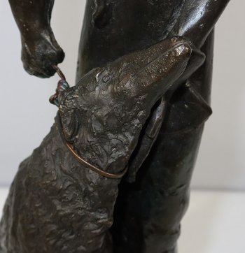 Importante bronzo "La dama con il levriero" dopo D. Chiparus - XX secolo
