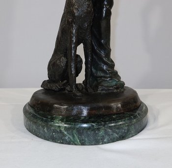 Importante bronzo "La dama con il levriero" dopo D. Chiparus - XX secolo