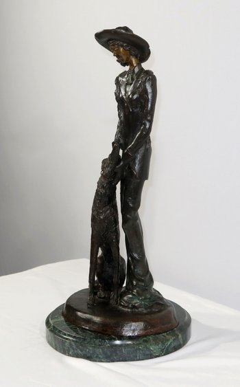 Importante bronzo "La dama con il levriero" dopo D. Chiparus - XX secolo
