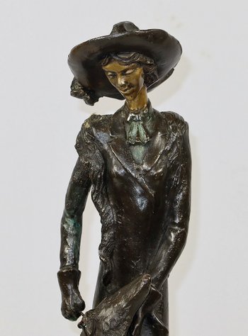 Importante bronzo "La dama con il levriero" dopo D. Chiparus - XX secolo