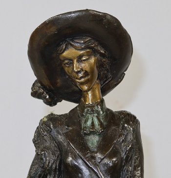 Importante bronzo "La dama con il levriero" dopo D. Chiparus - XX secolo