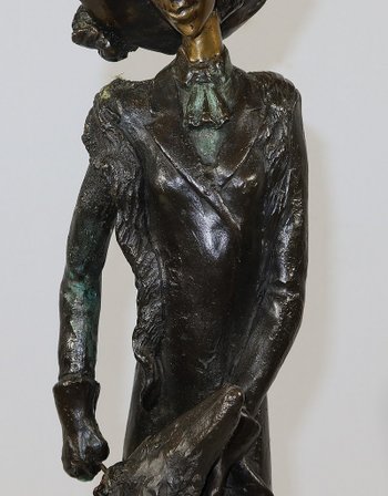 Importante bronzo "La dama con il levriero" dopo D. Chiparus - XX secolo