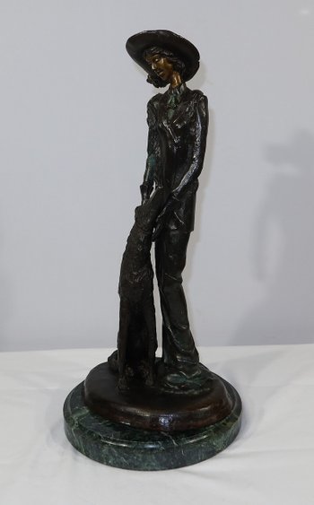Importante bronzo "La dama con il levriero" dopo D. Chiparus - XX secolo