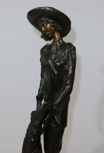 Importante bronzo "La dama con il levriero" dopo D. Chiparus - XX secolo