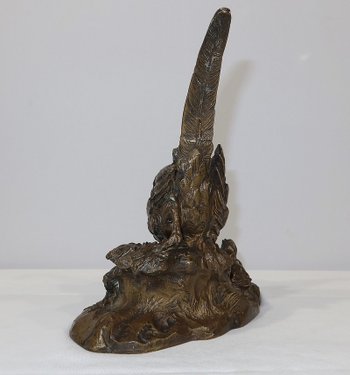 Bronzo "Fagiano e i suoi piccoli" firmato Vilavan - Inizio XX secolo