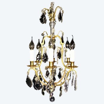 Louis XV style chandelier 6 lights crystal