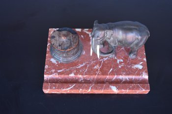 1900 Elephant Bronze Desk Set