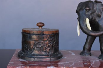 1900 Elephant Bronze Desk Set