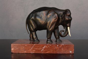 1900 Elephant Bronze Desk Set