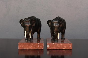 1900 Elephant Bronze Desk Set