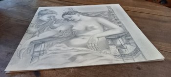 Grey pencil drawing/ The death of Cleopatra