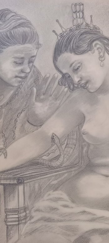 Grey pencil drawing/ The death of Cleopatra
