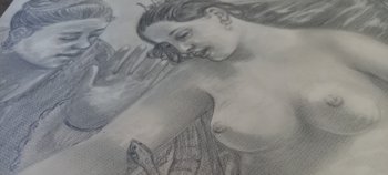 Grey pencil drawing/ The death of Cleopatra