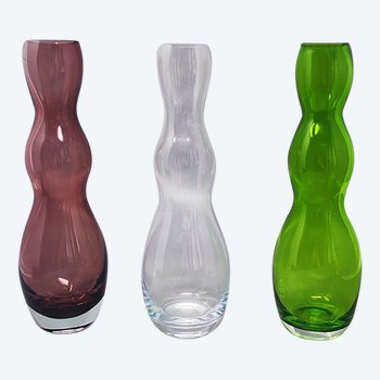 1970 Magnifique ensemble de 3 vases en verre de Murano par Nason. Fabriqué en Italie