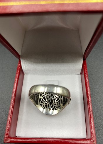 ANELLO CON SIGILLO IN ARGENTO STERLING E PLACCA D'ARGENTO