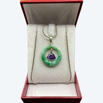 ART DECO JADE AND AMETHYST PENDANT