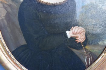 Portrait In Medallion Young Woman Nineteenth Time