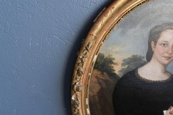 Portrait In Medallion Young Woman Nineteenth Time