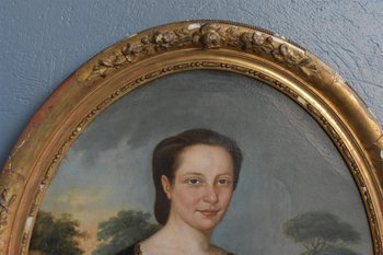 Portrait In Medallion Young Woman Nineteenth Time