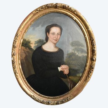 Portrait In Medallion Young Woman Nineteenth Time