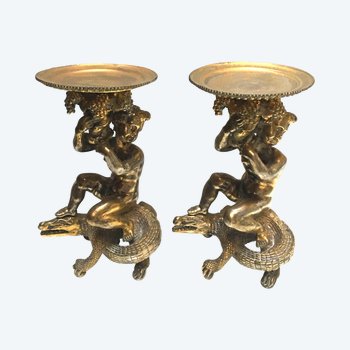 Two late eighteenth bronze cherubs