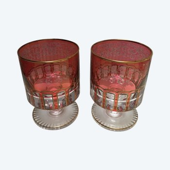 PAIRE VASES DEMI CRISTAL BOHÈME 