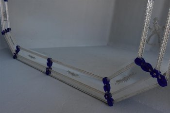 Bicchiere ottagonale inciso grande gelato veneziano bicolore