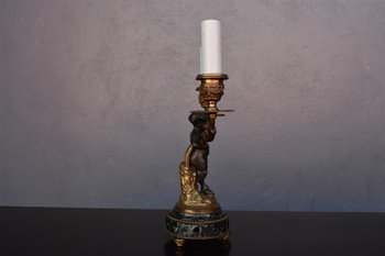 Bougeoir Louis XVI En Bronze Doré Et Patine