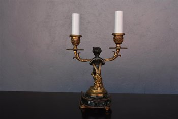 Bougeoir Louis XVI En Bronze Doré Et Patine