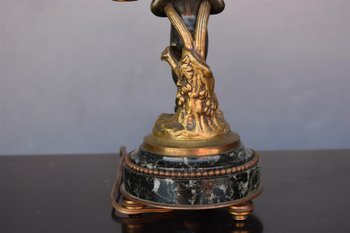 Bougeoir Louis XVI En Bronze Doré Et Patine