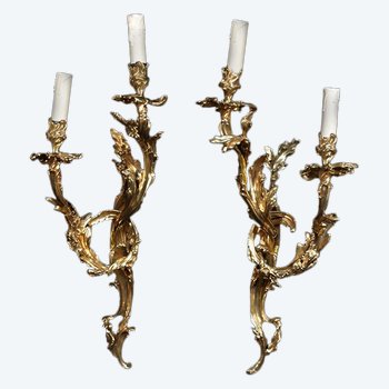 Paire d'appliques Louis XV Epoque XVIIIème siècle 