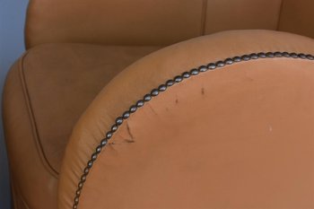 Paar Paquebot-Ledersessel im Art-Deco-Stil