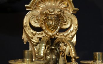 Paire d'applique en bronze ciselé doré  XIXème siècle  Signées H. Picard
