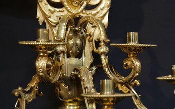 Paire d'applique en bronze ciselé doré  XIXème siècle  Signées H. Picard