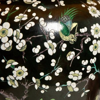 Large ceramic table lamp with Japanese design