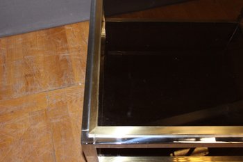 Table d'appoint carréen chrome et laiton  par Willy Rizzo vers 1970