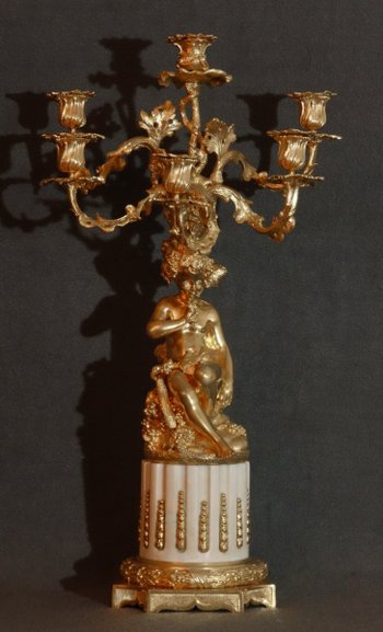 Pair Of Large Candelabras Showing Daphnis And Chloe Nineteenth"