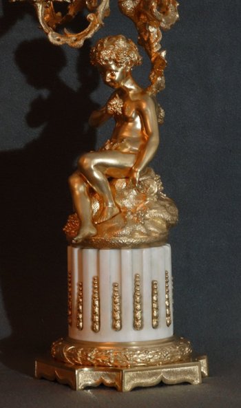 Pair Of Large Candelabras Showing Daphnis And Chloe Nineteenth"