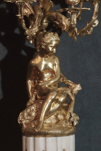Pair Of Large Candelabras Showing Daphnis And Chloe Nineteenth"