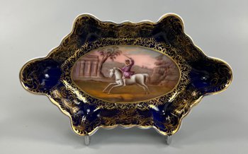 A late 19thc. Royal Vienna spoon tray, finely painted with an equestrian scene.