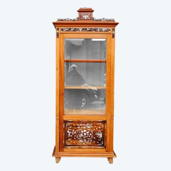 Indochinese Vitrine 1900 Paneel mit Perlmutt-Intarsien