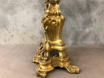Pair Of Louis XV Napoleon III gilt bronze candelabra