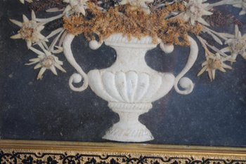 Souvenir Des Alpes Composition De Fleurs Séchées Fin XIXème