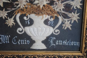 Souvenir Des Alpes Composition De Fleurs Séchées Fin XIXème