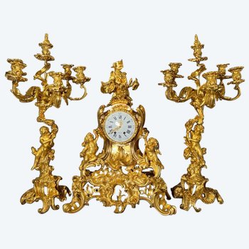 Rivestimento per camino in bronzo dorato cesellato XIX Napoleone III