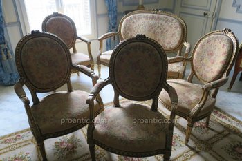 Salon En Bois Sculpté Et Doré De Style Louis XVI Napoléon III