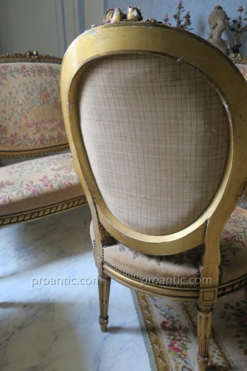 Salon En Bois Sculpté Et Doré De Style Louis XVI Napoléon III