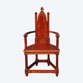 Series Of 4 Gothic Style Armchairs In Rosewood