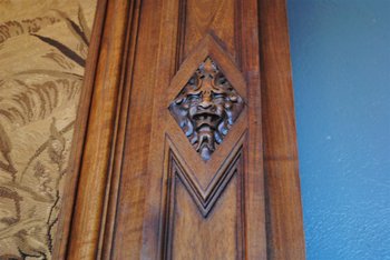 Spectacular Renaissance Style Walnut Fireplace, Late 19th Century